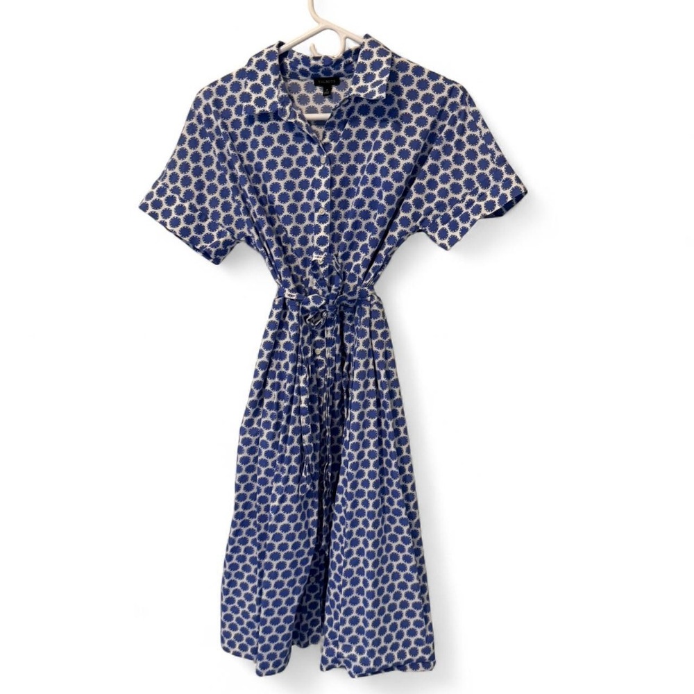 Talbots Blue and White Polka Dot Midi Dress